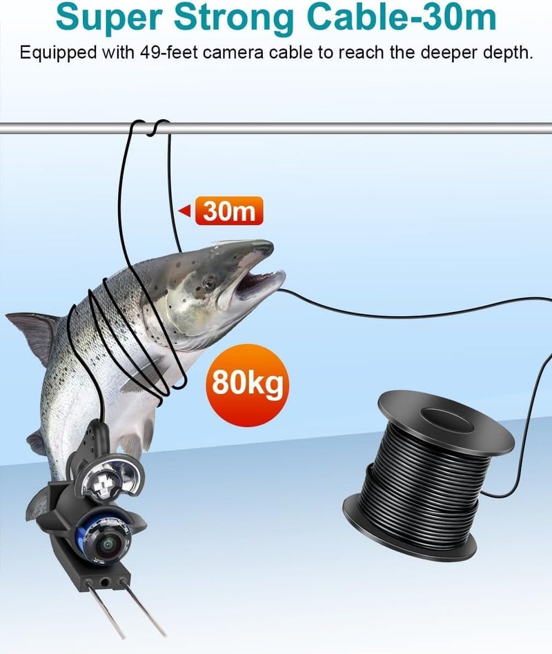 fourq Underwater Fishing Camera,Fishing Camera Ice Fish find 5nch Hd LCD Display Underwater W/ 10000mah Li-Battery,100ft Cable and 4pcs Ir Lights for Boat Lake Kayak Ice Fishing - Image 5